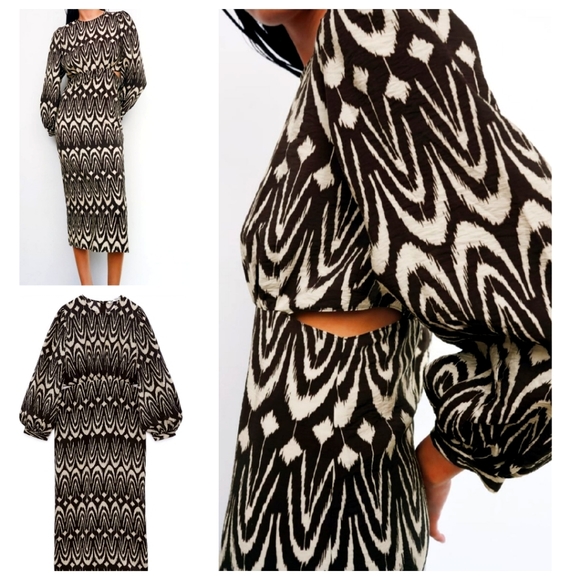 Zara Dresses & Skirts - Zara Cut Out Printed Midi Dress Size Medium